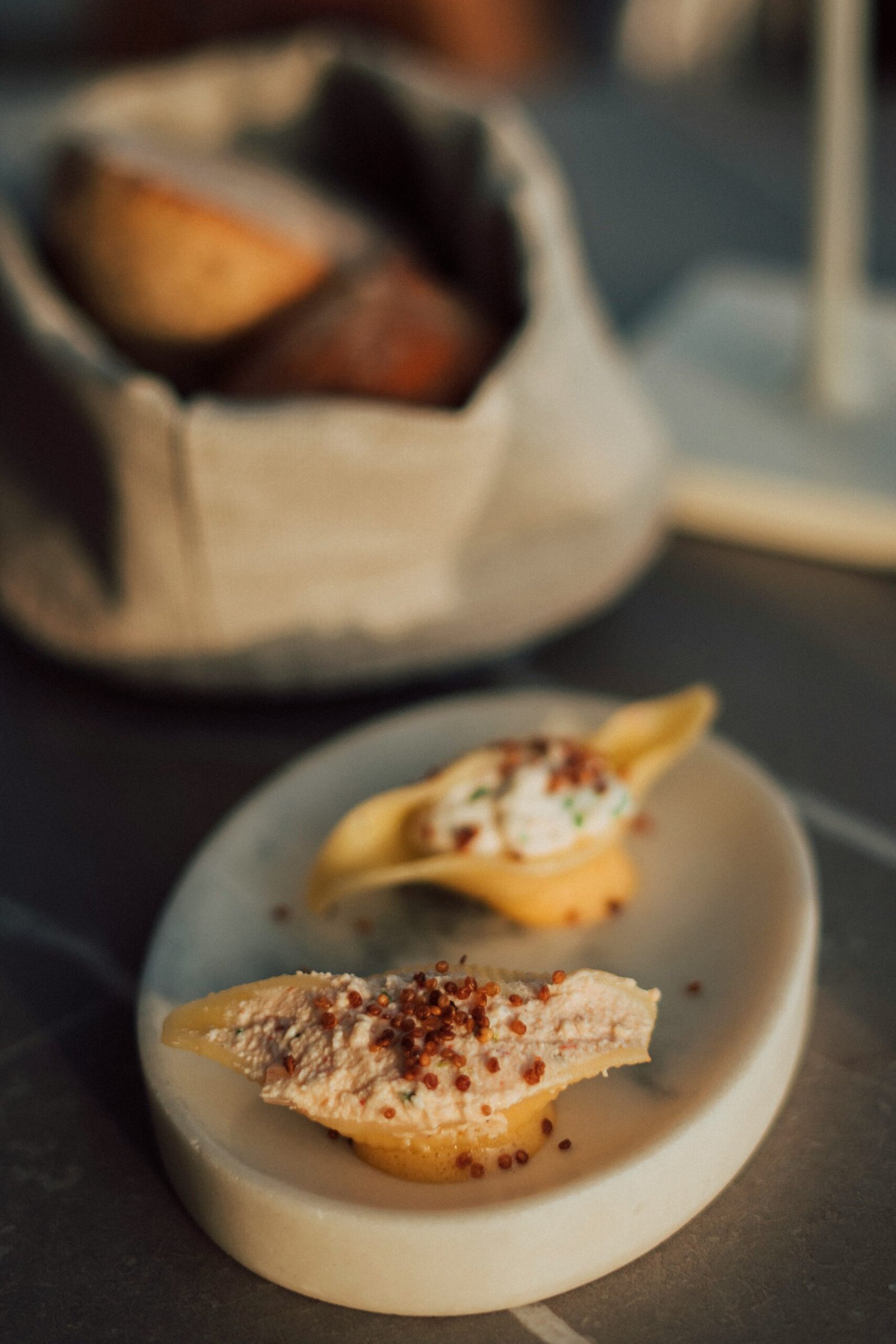 a white plate topped with food on top of a table